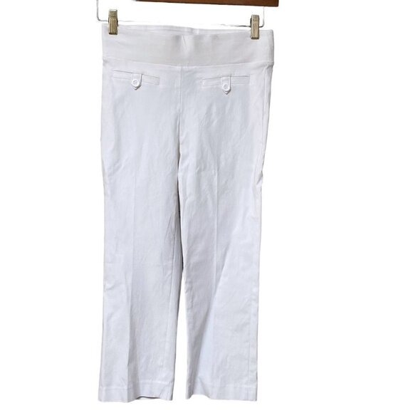 SUZY SHIER Capri Pants Small White Stretch Pull on Crop - Picture 1 of 8
